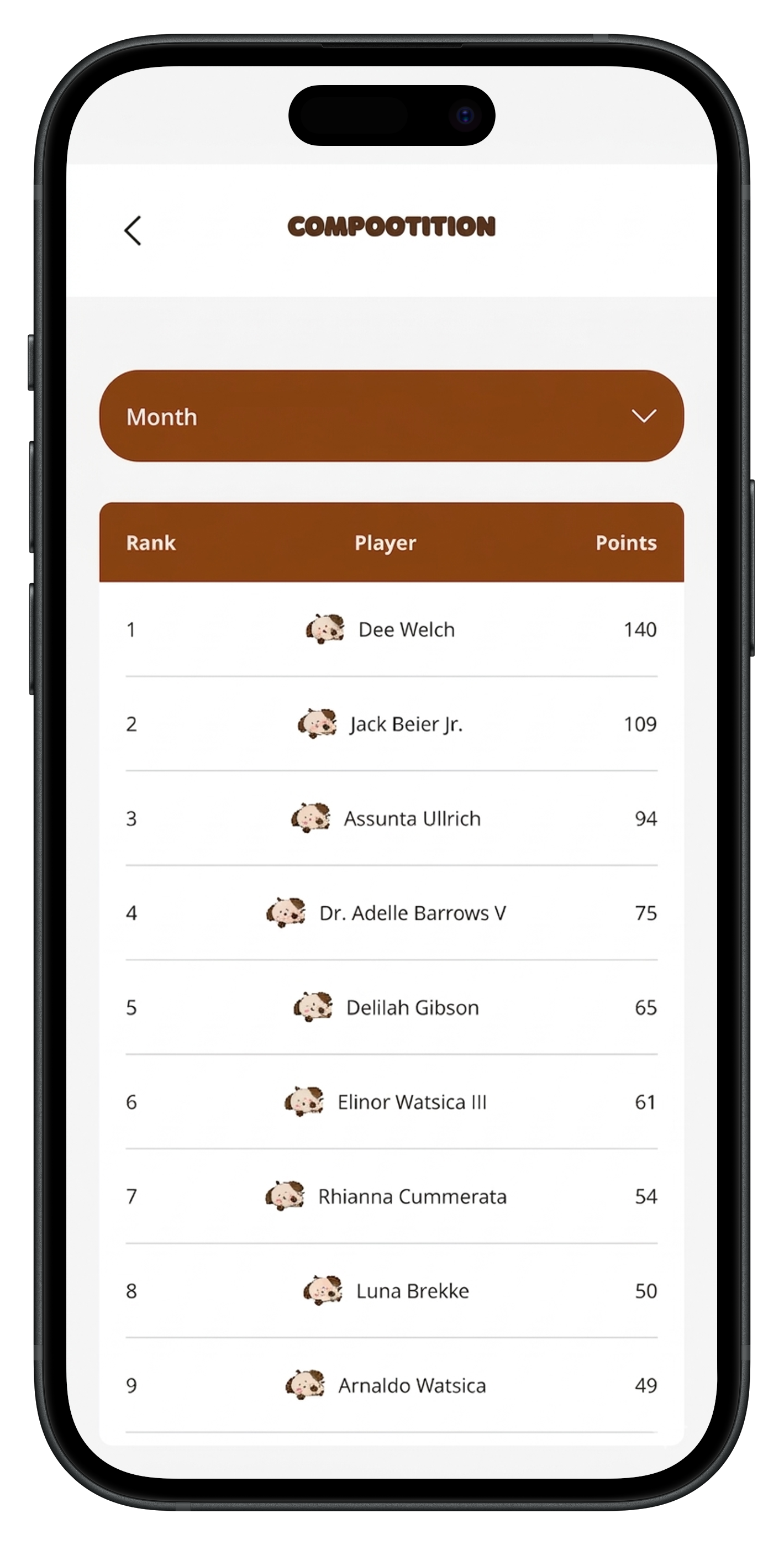 Competition screen